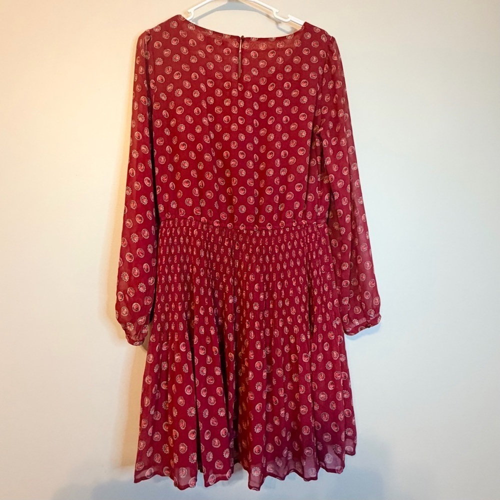 Elle Red Mini Dress with Pattern - Picture 3 of 10